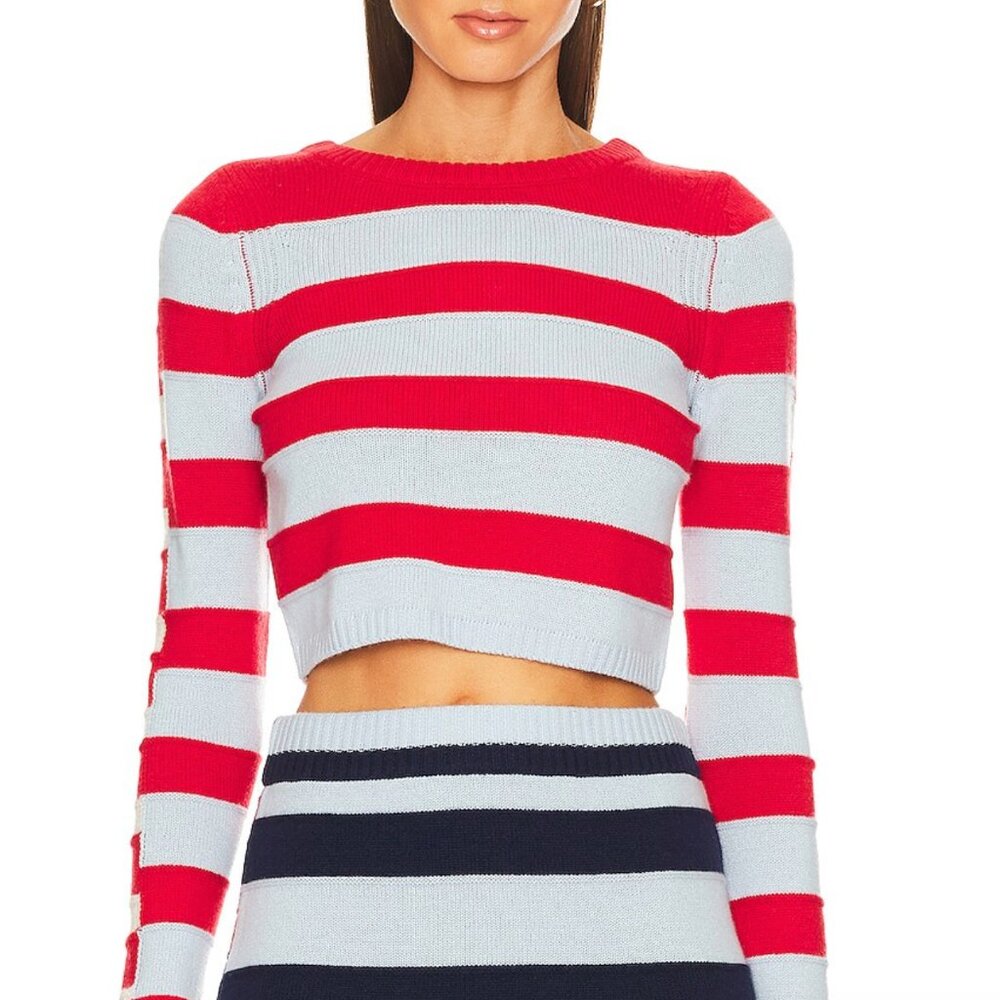 Solid & Striped Red And Light Blue Striped Sweate… - image 1